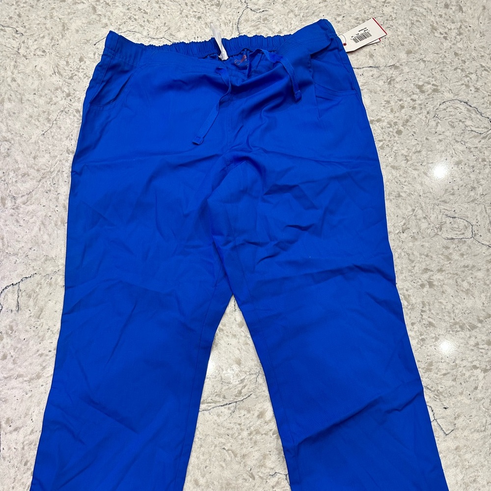 Red panda Royal blue scrub pants for women. Size L. Poly/cotton blend. New